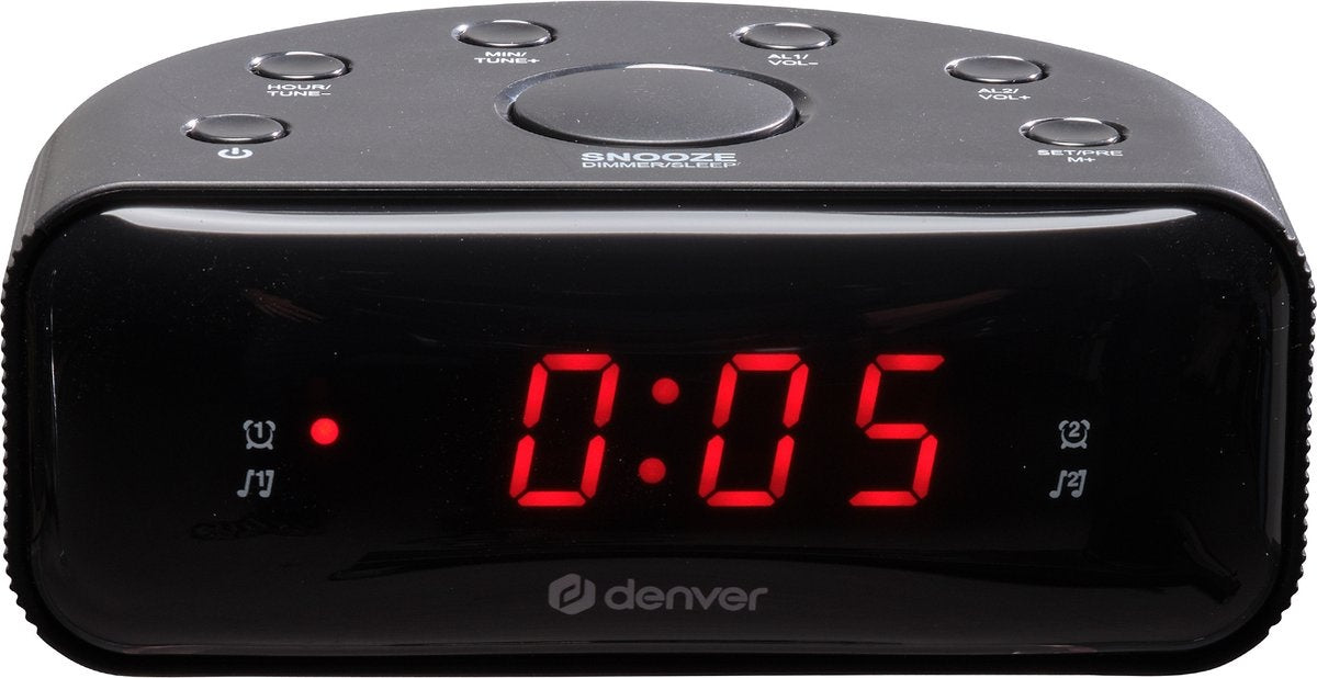 Denver Wekkerradio - Snooze / Slaap Functie - Digitale Wekker - FM Radio - Dual alarmklok - CR430 - Zwart