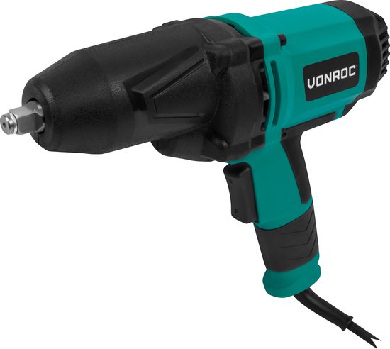 VONROC Slagmoersleutel 950W - 600Nm - 1/2” opname - Incl. 4 moerdoppen - 4m kabel - Soft Grip – geschikt voor banden verwisselen