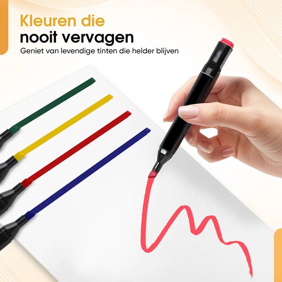 Woodley Dubbelzijdige Stiften - 168 kleuren - Voor volwassen en kinderen - Markeerstiften - Dubbelzijdige stiften - Twinmarkers - Alcohol markers