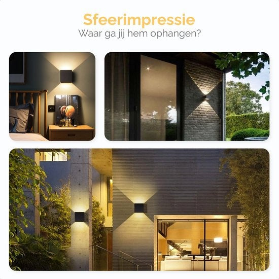 Goliving buitenlamp met bewegingssensor – Wandlamp zwart binnen en buiten – Kubuslamp industrieel – Waterdichte LED-verlichting - Energiezuinig en roestvrij
