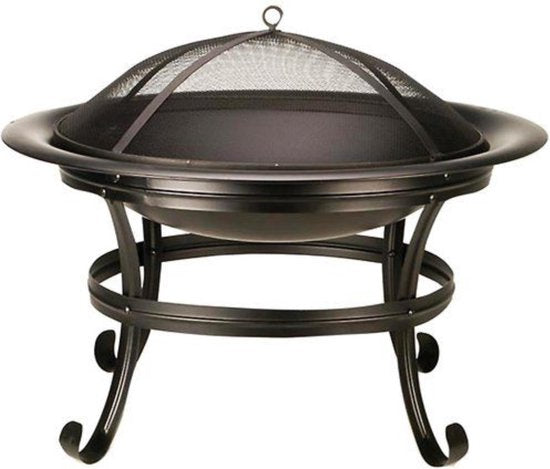 BBQ Collection Vuurschaal - Vuurkorf met Vonkenscherm - Buitenhaard 77 x 17 x 76 cm - Tuinhaard met Handvaten - Terrashaard voor Brandhout - Terras- en Tuinkachel voor Kampvuur - Carbon Staal