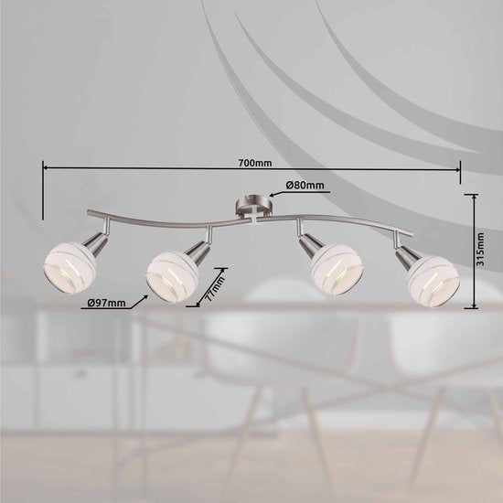 Spotserie Globo Elliot XL - Nikkel mat - 4 lichts