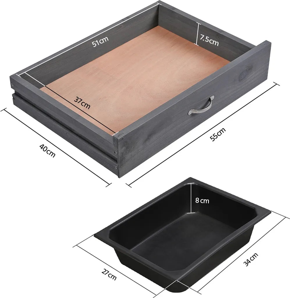 Yaheetech Oppottafel met Spoelbak 114,8 x 45 x 121 cm - Grijs - Houten Planttafel met Lade en Verstelbare Plank
