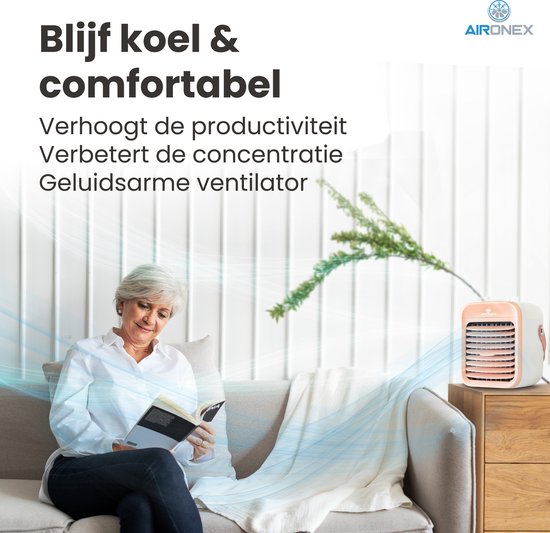 Aironex Draagbare Aircooler – Draadloos – Met Watertank – Luchtbevochtiger Functie