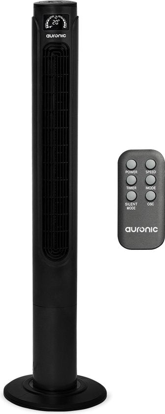 Auronic Torenventilator - Staande Ventilator met Afstandsbediening - Vloerventilator - Timer - Kolomventilator - Fan - 55W - 45dB - 118cm - Zwart