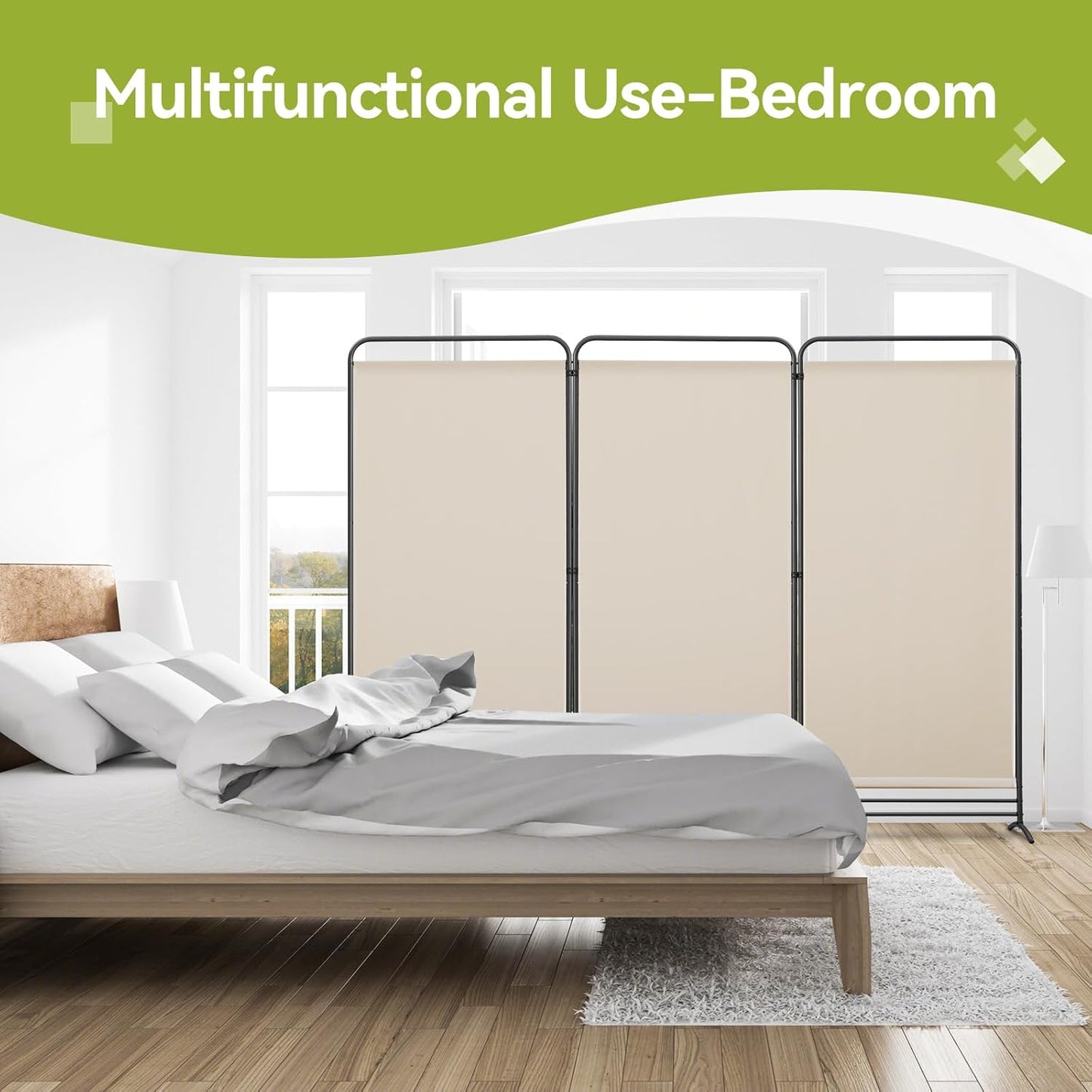 Angel Living Kamerscherm - 3 Panelen - 243 x 180 cm - Beige