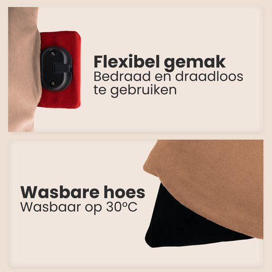 Auronic Warmtekussen - Classic - 45x60 - Draadloos - Oplaadbaar - Elektrisch kussen - Infrarood - Poederroze