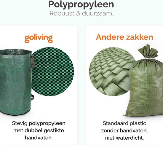 Goliving Tuinafvalzak - Set van 2- Tuinafvalzakken opvouwbaar - Tuinzak - Tuinafvalemmer - 2x 280 liter - Groen