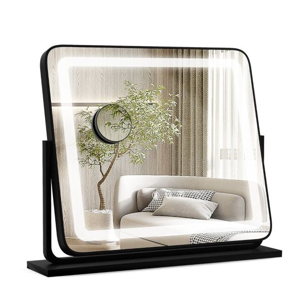 Coast Make-Up Spiegel met LED Verlichting - 3 Lichtstanden - 5X Vergroting - Kantelbaar - 56 x 12 x 48 cm - Zwart