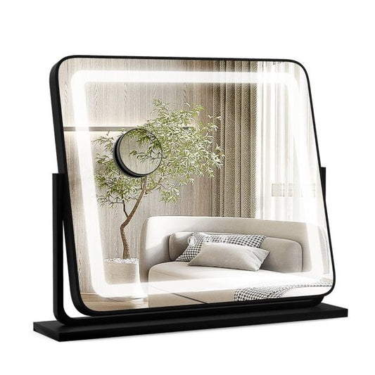 Coast Make-Up Spiegel met LED Verlichting - 3 Lichtstanden - 5X Vergroting - Kantelbaar - 56 x 12 x 48 cm - Zwart