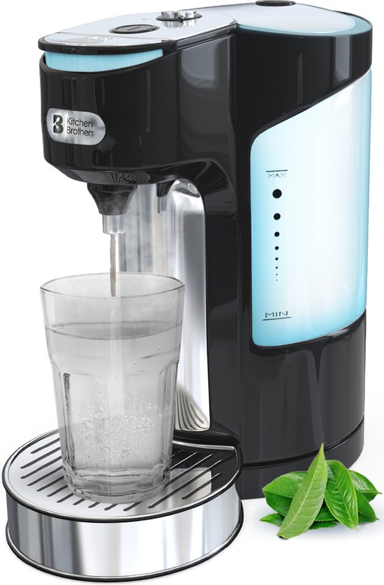 KitchenBrothers Heetwaterdispenser - 2L - Instant Waterkoker - 9 standen van 180 t/m 300 ml -Heetwatertap - 3000W - RVS/Zwart