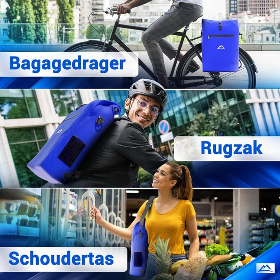 Nextcover 3in1 Fietstas Enkel voor Bagagedrager [PVC vrij] | Waterdichte Fietstas, Rugzak en Schoudertas 25L | Ideaal voor Laptop en Wekelijkse Aankopen | Fiets Tas Enkele | Fietstassen