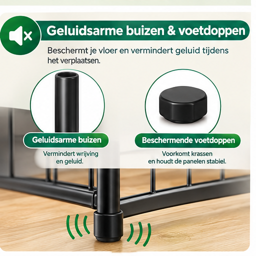 Yaheetech Puppyren 8-Delig - Zwart - 194,5 x 66 x 80 cm - Opvouwbaar met Snelsluiting