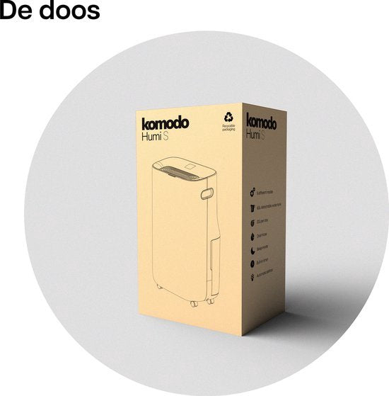 Komodo Luchtontvochtiger Humi S - 25L Per Dag - Slaapkamer, Badkamer, Huis & Kelder - Dehumidifier - Was-droog Functie - Voorkomt Schimmel