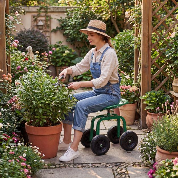 Coast Verrijdbare Tuinwerkstoel – 360° Draaibaar – 40-50 cm – Groen