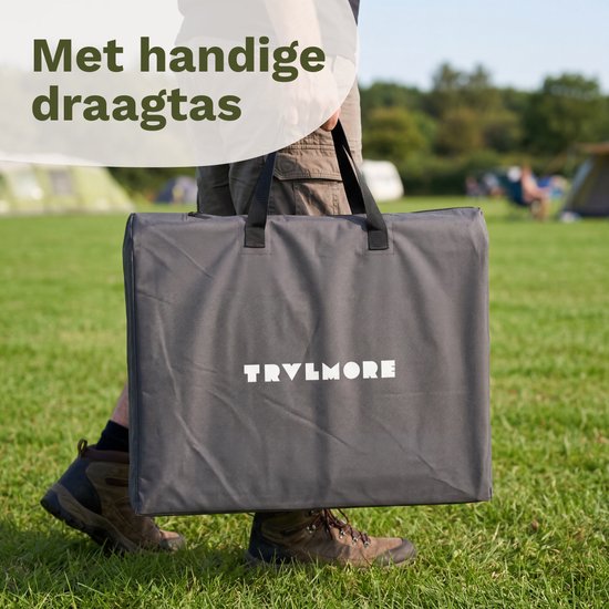 TRVLMORE Campingkast - Campingkeuken - 70KG Draagvermogen - Aluminium Frame - Inklapbaar - Incl. Draagtas - 50x60x72CM - Grijs