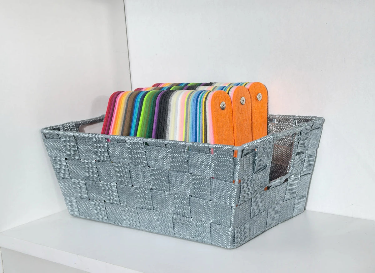 Kevahome Opbergmanden Set van 3 - Gevlochten PP Riempjes - Draagtas Model - Donkerblauw - 30,5 x 16,5 x 11,5 cm