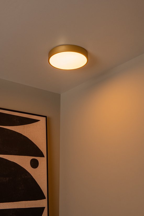 Lucide UNAR - Plafonnière (Plafondlamp) - Ø 30 cm - LED 3 StepDim (Memory) - 1x18W 2700K - Mat Goud / Messing