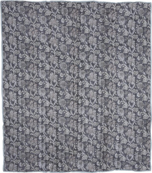 Mica Decorations Deken - Bloemenpatroon - 150 x 130 cm - Zwart