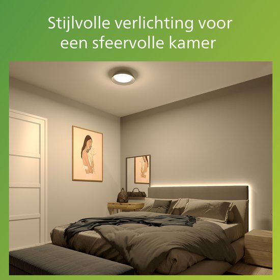 Philips Fleta plafondlamp - Ultra Efficiënt - SceneSwitch lichttechnologie - 10W - Warmwit licht - Wit design - Bespaar op energiekosten