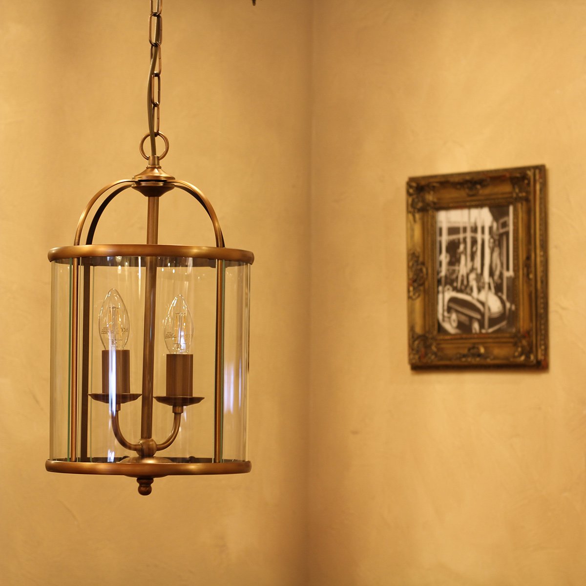 Hanglamp Pimpernel 5971BR Brons Ø23 cm Klassiek Lantaarn van Steinhauer, Hoogte instelbaar, Glas en Metaal, Voor binnengebruik