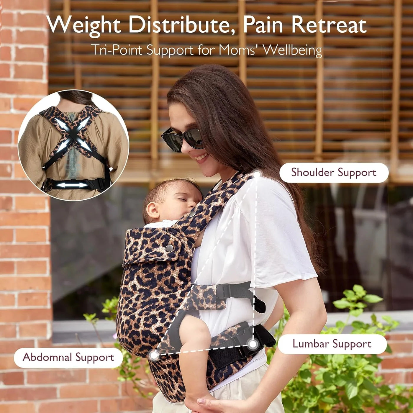 Momcozy Leopard Baby Draagzak - 3-in-1 - Ergonomisch - 3-20 kg - 100% Katoen - Verstelbaar - Wasbaar
