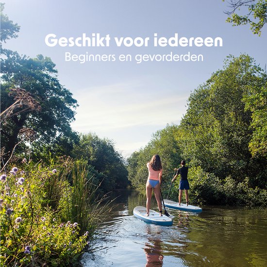 LifeGoods PaddlePro SUP Board 320 x 81 x 15 cm - Opblaasbaar - Complete Set - 150 kg - Wit/Sky Blue