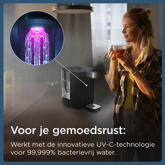 BRITA Cube waterdispenser en theemachine voor thuis - Zwart - Maak perfecte thee dankzij verschillende instellingen voor temperatuur en volume - UV-C Technologie - incl. Maxtra Pro Kalk Expert Filter