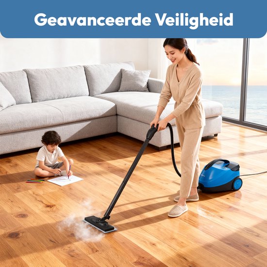 BOLLIT Stoomreiniger PRO 2000W – Handstomer en Tapijtreiniger – 20 Accessoires – 140°C Dieptereiniging – 3.5 Bar Stoomdruk – Reinigingsmachine - Voor Vloer, Bank, Badkamer & Tapijt - Stoomreiniger vloer