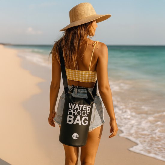 TTD® Waterdichte Tas - Waterproof Drybag - Opberg Zak - 15 L - Outdoor Tas - Zwart