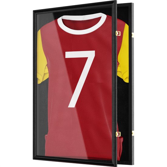 Avalo Wissellijst 80x60 cm Zwart - Diepe Fotolijst Box Frame - Geschikt voor Voetbal Shirt Inlijsten - Openklapbaar