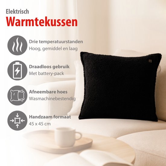 alpina Elektrisch Warmtekussen – Verwarmingskussen voor Nek en Schouders – 3 Warmtestanden – Automatische Uitschakeling – Wasbare Hoes – 60x62 cm – 100W