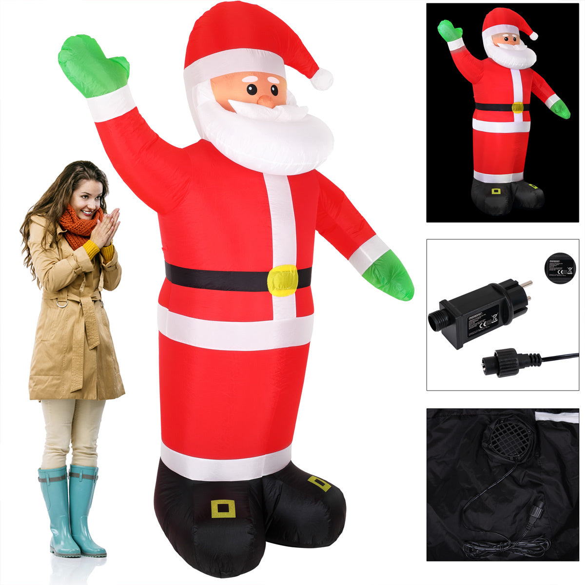 Monzana Kerstman opblaasbaar XXL met verlichting 250 x 180 x 115cm