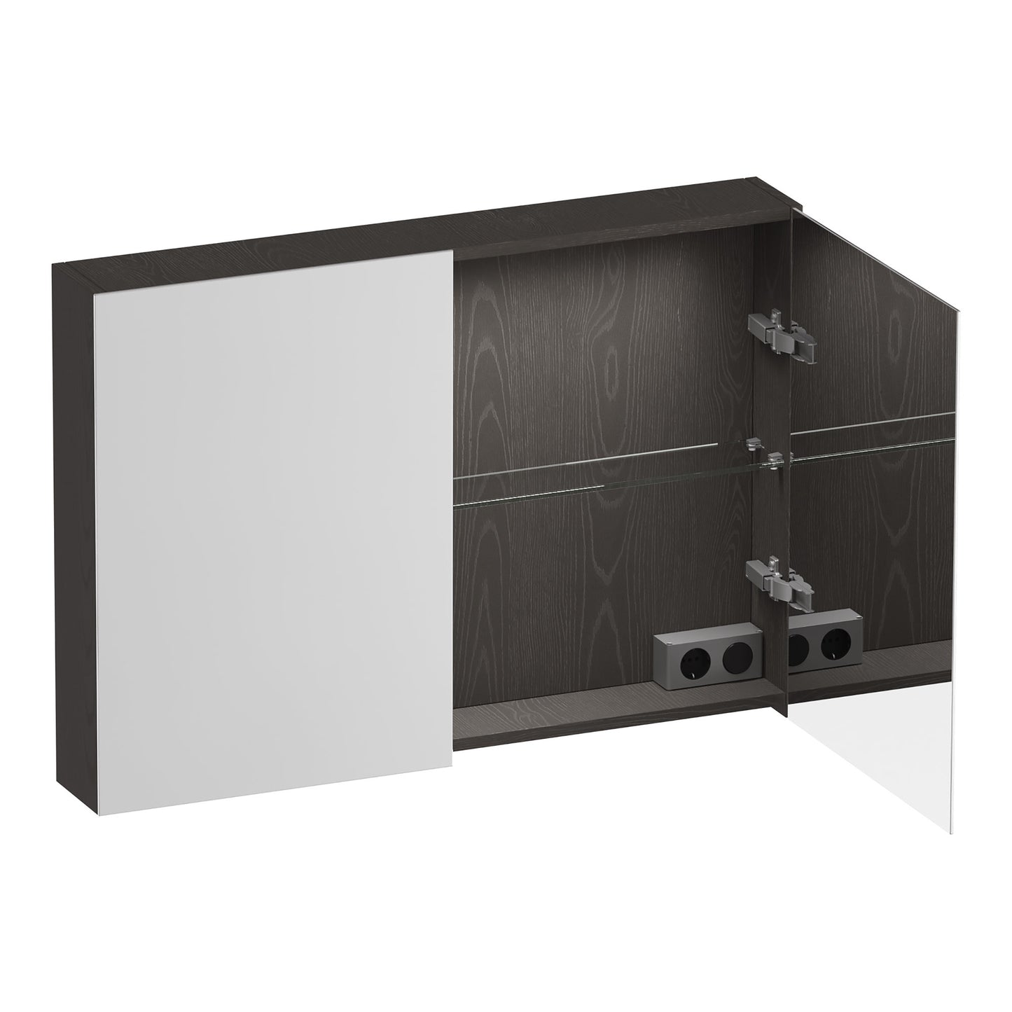 Brauer Impress Deluxe spiegelkast 99x70cm - LED verlichting binnen en onder - Timber Anthracite