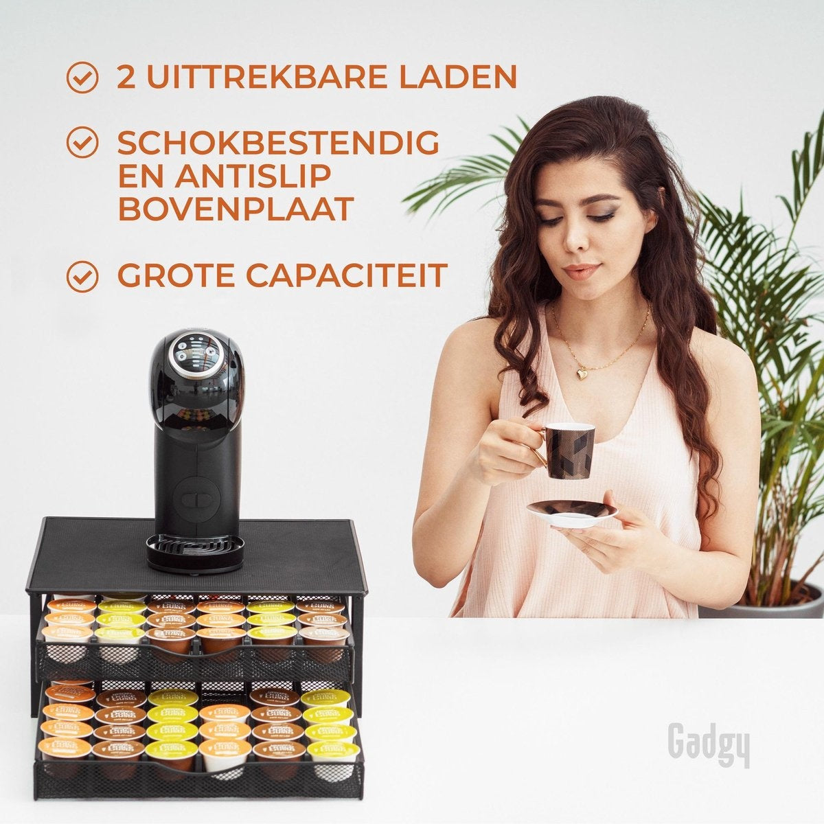 Geschikt voor Dolce Gusto Capsulehouders - Koffiecups Houder met 2 Lades - 72 Dolce Gusto Cups Capsulehouder - Antislip & Trilling Dempend - Vaderdag Cadeau