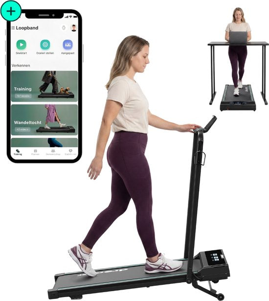 Dreaver Elevate Pro - 2 in 1 Loopband Inklapbaar 12KM/U met 9% Hellingsfunctie - Inclusief App & Accessoires - Hardloopband - Treadmill - Wandelband - Walking pad - Voor Thuis