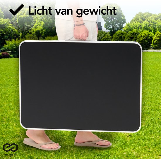 Infinity Goods Campingtafel - Inklapbaar - Tuintafel - 80x60x70 cm - Buiten/Binnen - Draaghandvat - Compact - Aluminium - Zwart