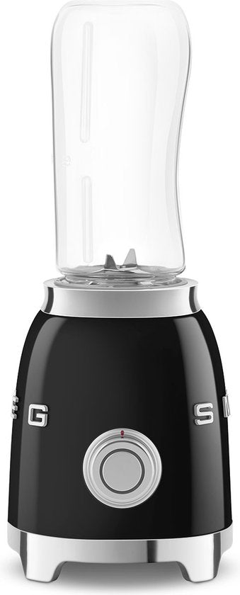 SMEG PBF01BLEU - Persoonlijke blender - Zwart - 600 ml - 300W - Jaren '50 - incl. 2 fles-om-mee-te-nemen