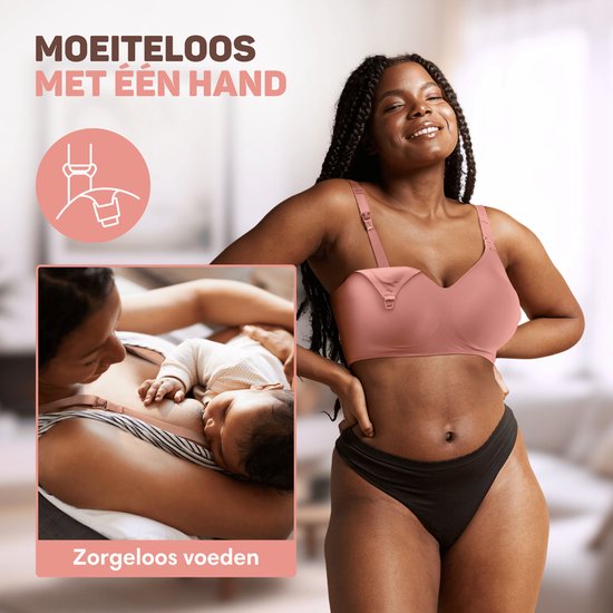 Vulpes Goods® BabyCare – Voedingsbh Zonder Beugels – Naadloos – Borstvoeding – Roze – Maat M