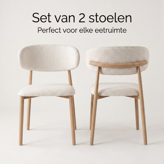 Bayt Japandi eetkamerstoelen - Set van 2 - Beige