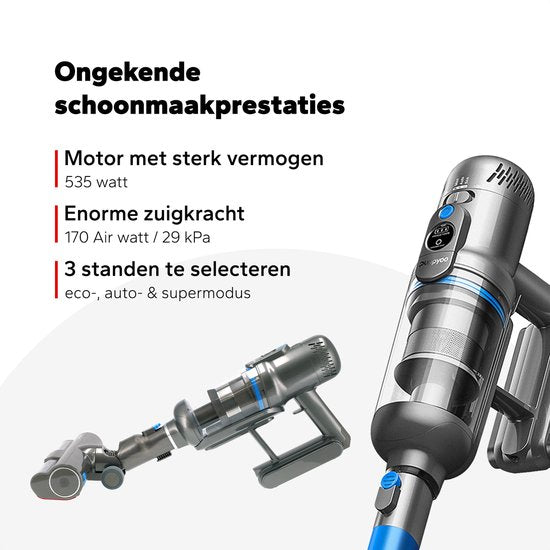 Puppyoo T12 Pure Steelstofzuiger Draadloos met Handstofzuiger - HEPA 12 - Blauw