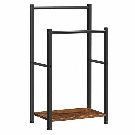 Handdoekenrek Vrijstaand – 2 Handdoekstangen – Metaal-MDF – Badkamerrek – 80 cm
