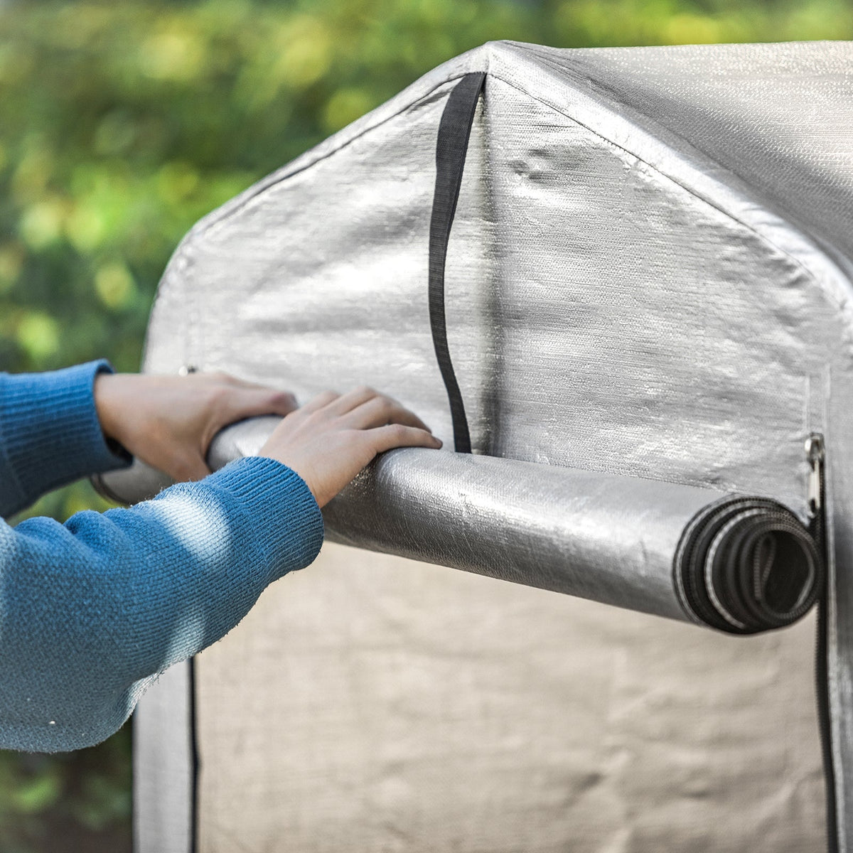 SoBuy Fietsgarage KLS11 - Multifunctionele Outdoor Fietsenstalling - Zilver - 120 x 176 x 163 cm - Weerbestendig
