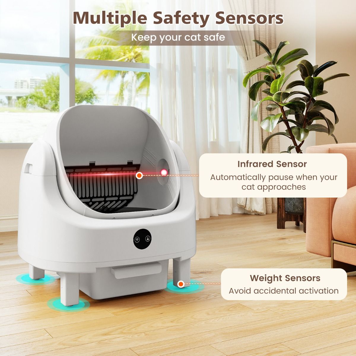Coast Automatische Zelfreinigende Kattenbak - App-bediening - Veiligheidssensoren - Wit