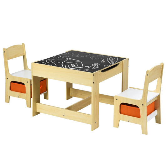 Coast Kindertafel en Stoelenset - met opbergruimte - dubbelzijdig blad - geel