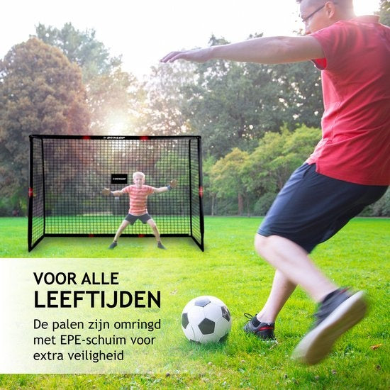 Dunlop Voetbaldoel 240 x 160 x 85 cm – Stevig Metaal – Veilig en Snel Op te Zetten – Voor Kinderen en Volwassenen - Zwart