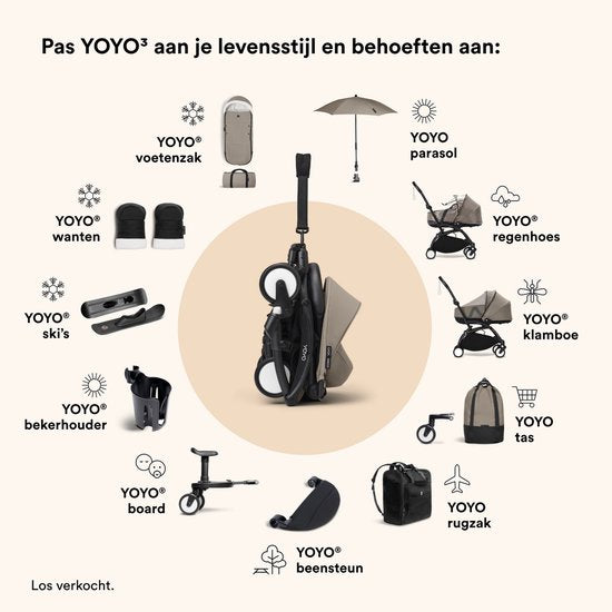 Stokke YOYO Newborn Shell, Taupe - Voor baby's tot 6 maanden of 9 kg - Inclusief semi-harde kap, tweepersoonsmatras en voetenzak - Voor YOYO-frame (los verkrijgbaar)