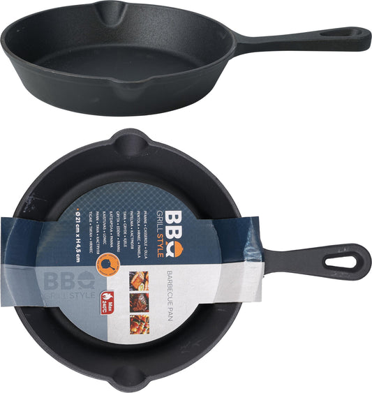 BBQ Grillpan - Gietijzer - 21 x 4,5 cm - Met Steel