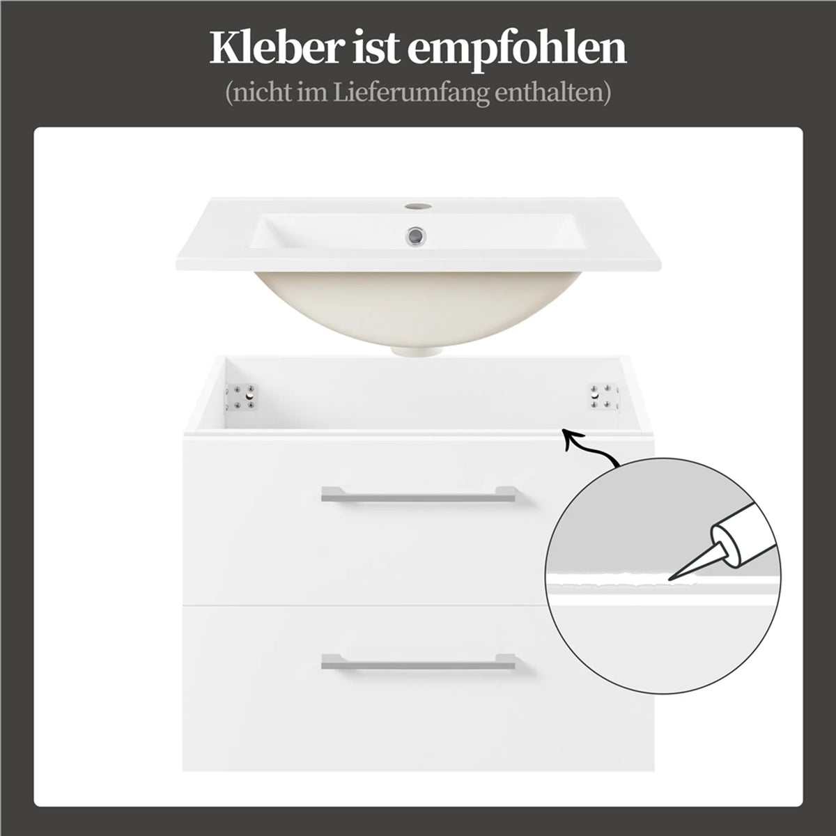 Yaheetech Hangende Wastafelonderkast met Keramische Wastafel - 2-delig - 61 x 39,5 x 45,5 cm - Wit