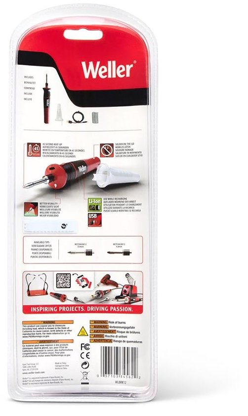 Weller WLBRK12EU - Oplaadbare Soldeerbout met Lithium-Ion Batterij - 12W - 510°C